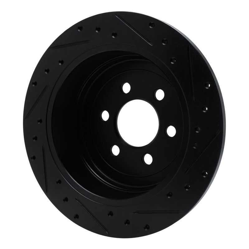 Dodge Dakota Brake Rotor (1) - Rear Left - R1 Concepts - Drilled & Slotted - Black - `03-`04